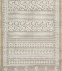 Taupe Printed Synthetic Kotha Silk Saree With Zari Border-SY0001