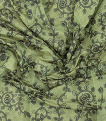 Cardamom Green Printed Art Chanderi Cotton Saree With Zari Border-SY0469