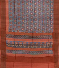 Grey Woven Tussar Silk Saree With Printed Floral Motifs-TU3220