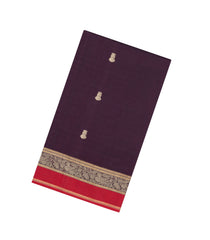 Burgundy Handloom Silk Cotton Saree With Buttas-SC4326