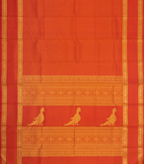 Red Handloom Kanchipuram Silk Saree With Zari Checks-KA16149