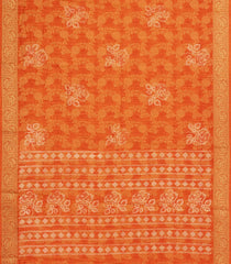 Orange Printed Synthetics Dola Silk Saree With Floral Zari Motifs-BL5255