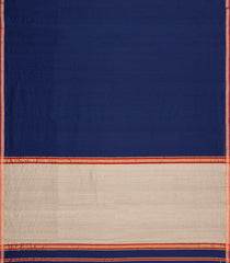 Navy Blue Handloom Maheswari Silk Cotton Saree With Contrast Zari Border-SC4836
