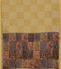 Beige Printed Art Chanderi Saree With Zari Border-BL5012