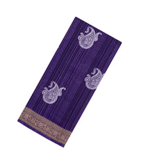 Violet Printed Synthetics Dola Zari Lining With Jacquard Zari Border-BL5185