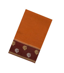 Rust Woven Blended Viscose Saree With Contrast Border-BL5547