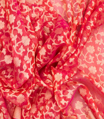 Peach Handloom Organza Soft Silk Saree With Floral Motifs-SO4114