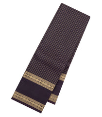 Black Handloom Kanchipuram Silk Saree With Zari Checks-KA16148
