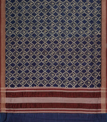 Dark Blue Printed Chanderi Cotton Saree With Bird Motifs-CC1448