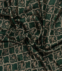 Bottle Green Printed Chanderi Cotton Saree With Bird Motifs-CC1445