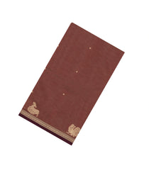 Brown Handloom Village Cotton Saree With Buttas-VC1621