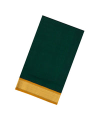 Bottle Green Handloom Silk Cotton Saree With Contrast Border-SC4470