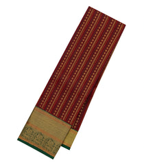 Maroon Handloom Kanchipuram Silk Saree With Floral Stripes-KA13669