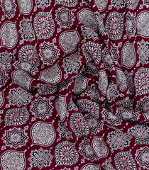 Maroon Printed Modal Silk Saree With Zari Pallu-PS0734