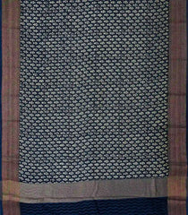 Indigo Woven Chanderi Printed Cotton Saree With zari Border