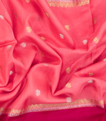 Hot Peach Woven Blended Viscose Saree With Zari Buttas & Contrast Border-BL5514