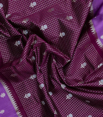Burgundy Woven Banarasi Poona Silk Saree With Checks & Buttas-BP1016