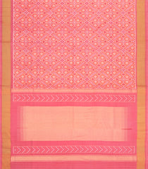 Light Peach Handloom Pochampally Ikat Silk Saree With Tie & Dye Motifs -IK0418