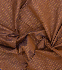 Brown Woven Chettinad Cotton Saree With Stripes & Contrast Border-CN1913