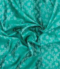 Cyan Handloom Kanchipuram Bridal Silk Saree With Floral Zari Motifs-KA16290