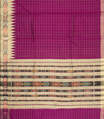 Magenta Woven Dupion Silk Saree With Checks & Contrast Border-DS0649
