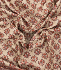 Taupe Woven Tussar Silk Saree With Printed Bird Motifs-TU3099