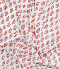White Printed Jaipur Cotton Saree With Floral Motifs-JC1458