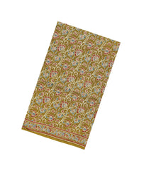 Olive Green Printed Jaipur Cotton Saree With Floral Motifs-JC1857