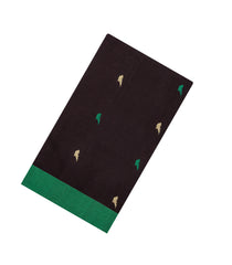 Black Handloom Village Cotton Saree With Buttas-VC1635