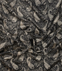 Black Printed Chanderi Cotton Saree With Zari Border-CC1505
