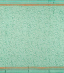 Aquamarine Printed Tussar Silk Saree With Floral Motifs-TU3633