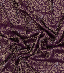 Dark Purple Woven Mysore Silk Saree With Peacock Vine Motifs-MS3305