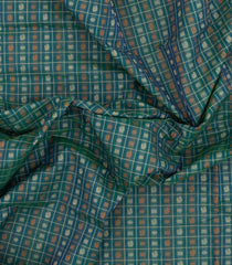 Sea Green Handloom Village Cotton Saree With Checks & Buttas-VC1662