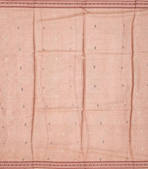 Light Peach Handwoven Printed Tussar Silk Saree With Floral Motifs-Light Peach