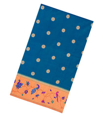 Blue Handloom Paithani Silk Saree With Meena Border & Pallu-PA1128