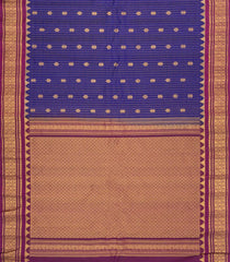 Dark Blue Handloom Gadwal Silk Saree With Zari Checks & Buttas -GA0446