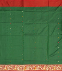 Dark Green Handloom Banarasi Silk Saree With Meena Floral Motifs-BE1603