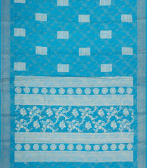 Turquoise Printed Synthetic Dola Silk Saree With Floral Motifs -SY0149