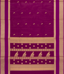 Magenta Handloom Silk Cotton Saree With Parrot Buttas-SC3949