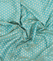 Turquoise Handloom Banarasi Tissue Silk Saree With Floral Motifs-BE1833