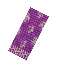 Purple Printed Jaipur Cotton Saree With Printed Floral Motifs-JC1751