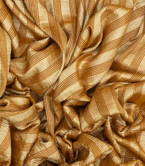 Oil Mustard Handwoven Banarasi Khadi Georgette Silk Saree With Zari Stripes-BE1726