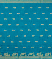 Cyan Printed Synthetics Dola Saree Zari Buttas-BL5302