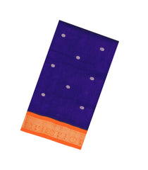 Violet Handloom Korvai Silk Cotton Saree With Buttas & Contrast Border-SC4515
