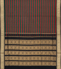 Bottle Green & Maroon Handloom Soft Silk Cotton Saree With Veldhari Stripes-SC4599