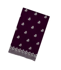 Dark Purple Woven Synthetic Blended Saree With Embroidered Motifs-EN2033