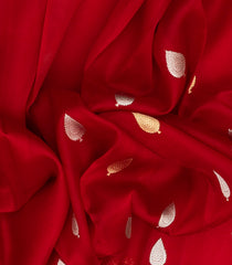 Crimson Handloom Banarasi Organza Silk Saree With Floral Buttas-BE1668