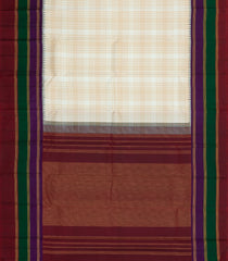 Off White Handloom Kanchipuram Silk Saree With Checks-KA15462