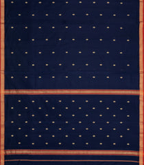 Midnight Blue Handloom Maheswari Silk Cotton Saree With Floral Buttas-SC4900