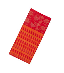 Hot Pink Handloom Soft Silk Saree With Stripes & Floral Motifs-SO4236